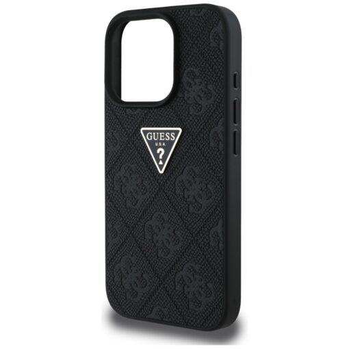 Guess Hardcase PU Grained Hot Stamp 4G Triangle Metal Case for iPhone 16 Pro 6,3" Black - Image 6