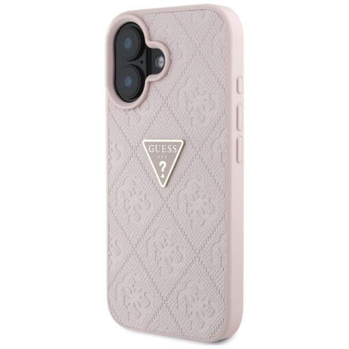 Guess Hardcase PU Grained Hot Stamp 4G Triangle Metal Case for iPhone 16 6,1" Pink - Image 2