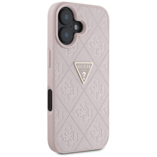 Guess Hardcase PU Grained Hot Stamp 4G Triangle Metal Case for iPhone 16 6,1" Pink - Image 4