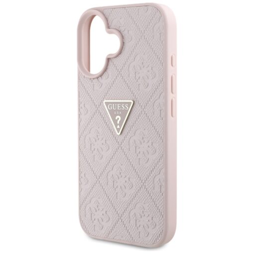 Guess Hardcase PU Grained Hot Stamp 4G Triangle Metal Case for iPhone 16 6,1" Pink - Image 6