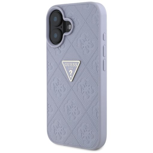 Guess Hardcase PU Grained Hot Stamp 4G Triangle Metal Case for iPhone 16 6,1" Purple - Image 2