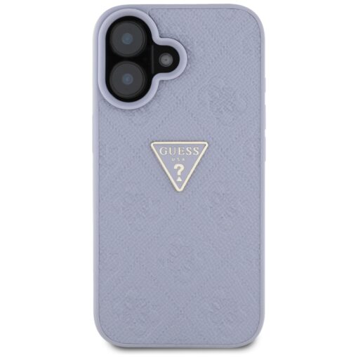 Guess Hardcase PU Grained Hot Stamp 4G Triangle Metal Case for iPhone 16 6,1" Purple - Image 3