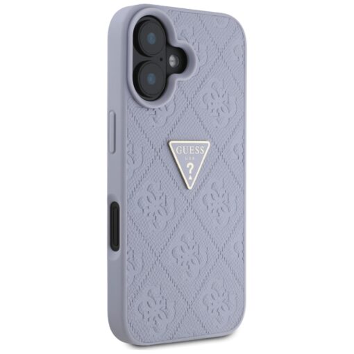 Guess Hardcase PU Grained Hot Stamp 4G Triangle Metal Case for iPhone 16 6,1" Purple - Image 4