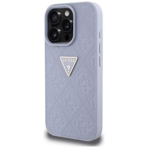 Guess Hardcase PU Grained Hot Stamp 4G Triangle Metal Case for iPhone 16 Pro 6,3" Purple - Image 2