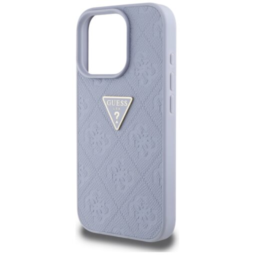 Guess Hardcase PU Grained Hot Stamp 4G Triangle Metal Case for iPhone 16 Pro 6,3" Purple - Image 6