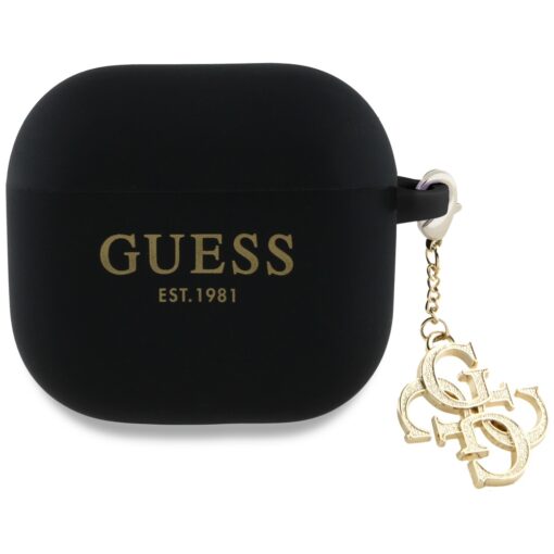 Guess Cover for AirPods 4 Silicone 4G Charm Black