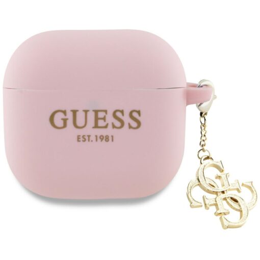 Guess Cover for AirPods 4 Silicone 4G Charm Pink