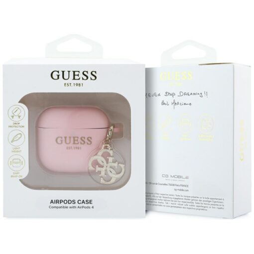 Guess Cover for AirPods 4 Silicone 4G Charm Pink - Image 3