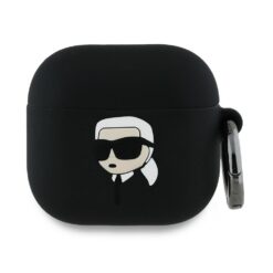 Karl Lagerfeld Cover for AirPods 4 Silicone Karl Head 3D Black