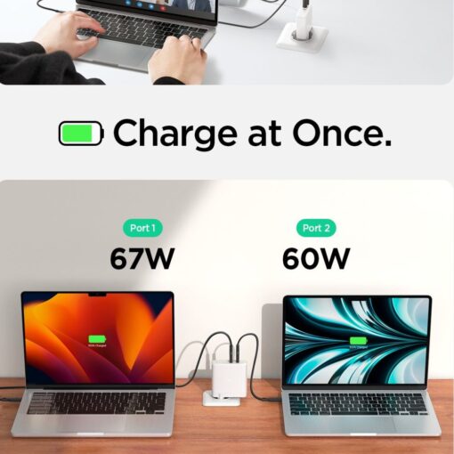 Spigen ArcStation Pro GaN-1402 2-Port 140W Wall Charger White - Image 4