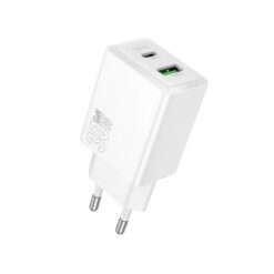 Laadija Hoco N71 30W GaN USB-C/USB-A valge