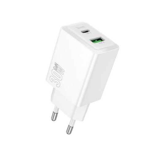 Laadija Hoco N71 30W GaN USB-C/USB-A valge