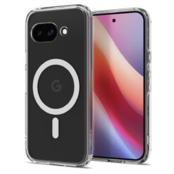 Kaitseümbris Ultra Hybrid (MagFit), Google Pixel 9a, läbipaistev valge MagSafe ringiga, Spigen