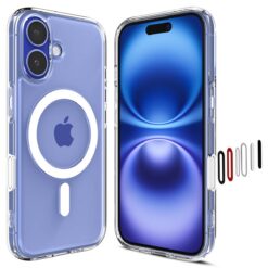 Kaitseümbris Ultra Hybrid T (MagFit + Camera Control), Apple iPhone 16, läbipaistev valge MagSafe ringiga, kaamera nupuga, Spigen