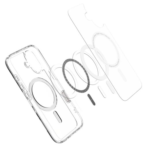 Kaitseümbris Ultra Hybrid T (MagFit + Camera Control), Apple iPhone 16, läbipaistev valge MagSafe ringiga, kaamera nupuga, Spigen - Image 6