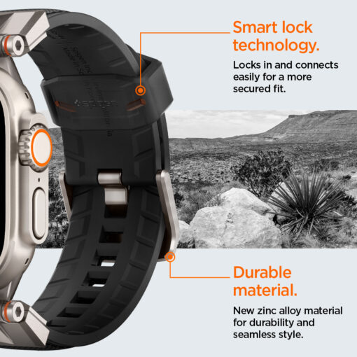 Kellarihm DuraPro Armor PU, Apple Watch Ultra 2 / Ultra (49 mm) / Series 10 / 9 / 8 / 7 / 6 / 5 / 4 / SE (2024/2023/2022) / SE (42 / 44 / 45 / 46 mm), must, Spigen - Image 14