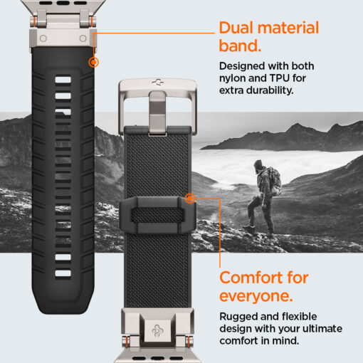 Kellarihm DuraPro Armor PU, Apple Watch Ultra 2 / Ultra (49 mm) / Series 10 / 9 / 8 / 7 / 6 / 5 / 4 / SE (2024/2023/2022) / SE (42 / 44 / 45 / 46 mm), must, Spigen - Image 15