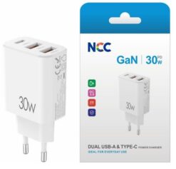 Charger NCC (1xUSB-C; 2xUSB 30W) white