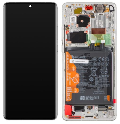 LCD screen Huawei P50 PRO with touch screen with frame and battery Pearl White original (service pack)