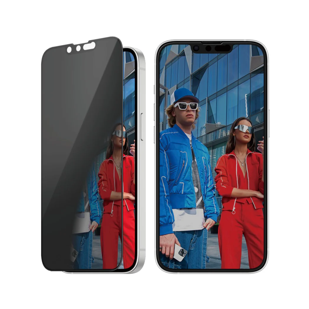 Kaitseklaas privaatsusfiltriga Apple iPhone 16e / 14 / 13 / 13 Pro, musta äärega, Ultra-Wide Fit, PanzerGlass