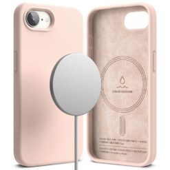 Kaitseümbris Silicone Magnetic, Apple iPhone 16e, heleroosa, MagSafe magnetiga, Ringke