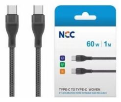 USB cable NCC Woven "USB-C to USB-C" (60W) 1m black
