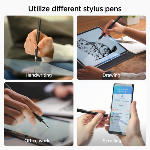 Puutepliiats mahtuvuslikule ekraanile Universal Stylus Pen, kahe erineva otsaga, must, Spigen - Image 8