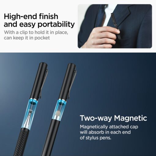 Puutepliiats mahtuvuslikule ekraanile Universal Stylus Pen, kahe erineva otsaga, must, Spigen - Image 9