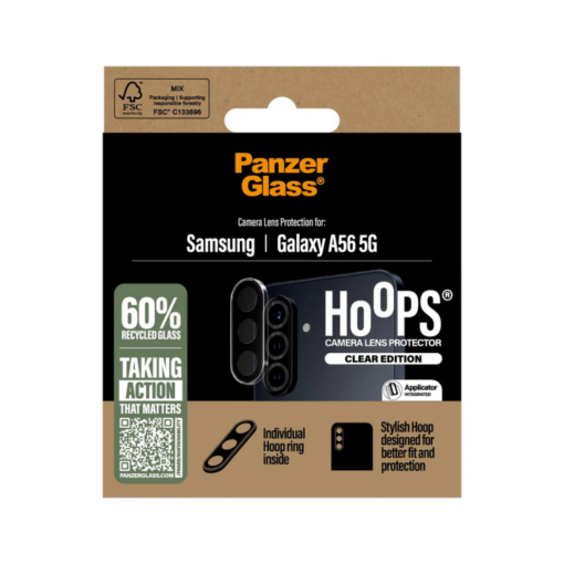 Tagakaamerate kaitseklaasid Hoops, Samsung Galaxy A56 5G, läbipaistev, PanzerGlass - Image 3