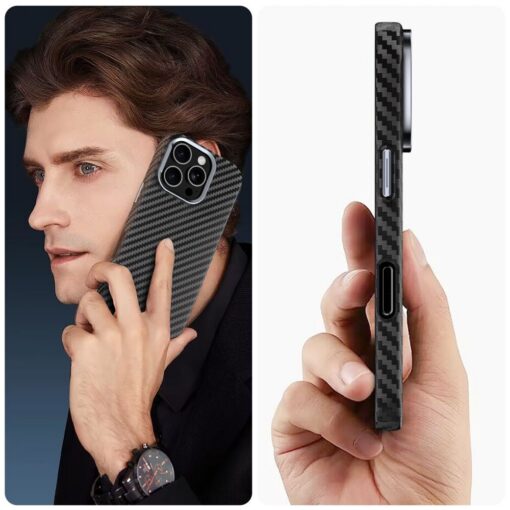 Kaitseümbris Ion Carbon MagSafe, Apple iPhone 16e, must/hõbedane, õhuke, Tech-Protect - Image 4