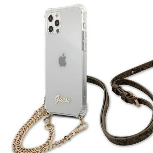 Guess case for iPhone 12 / 12 Pro 6,1" GUHCP12MKC4GSGO transparent hard case 4G Gold Chain - Image 2