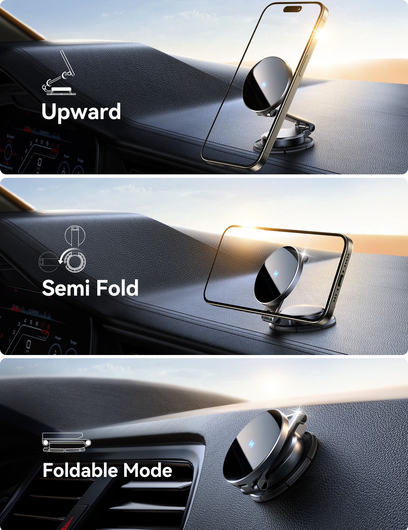 Laadija-hoidja auto Joyroom JR-ZS408 (dashboard) 15W traadita must - Image 3