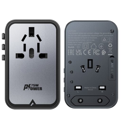 Universaalne reisilaadija Acefast Z1 75W GaN 2xUSB-A/3xUSB-C must - Image 4