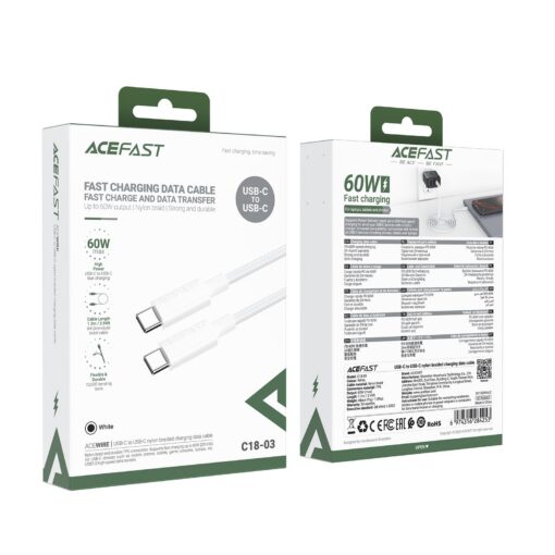 Laadimisjuhe Acefast C18-03 60W USB-C to USB-C 1.2m valge - Image 5