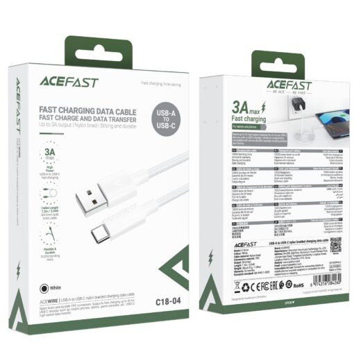 Laadimisjuhe Acefast C18-04 USB-A to USB-C 1.2m valge - Image 5