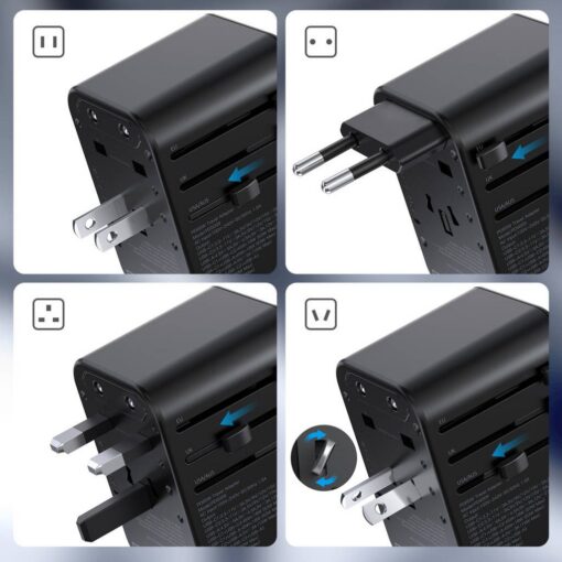 Universaalne reisilaadija Choetech PD5009 65W 2xUSB-C/USB-A must - Image 4