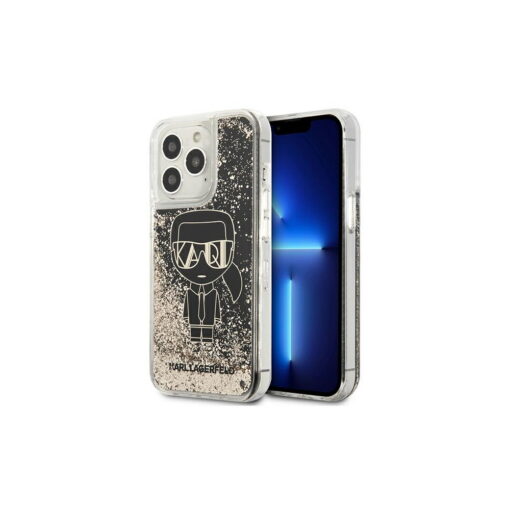 Karl Lagerfeld case for iPhone 13 Pro Max 6,7" KLHCP13XLGGKBK black hard case Liquid Glitter Iconic - Image 2