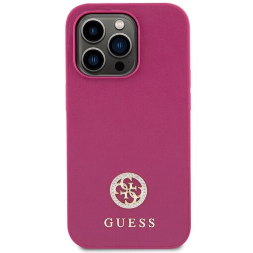 Guess case for iPhone 15 Pro Max 6,7" GUHCP15XPS4DGPP pink HC PU 4G Metal Logo Strass - Image 3