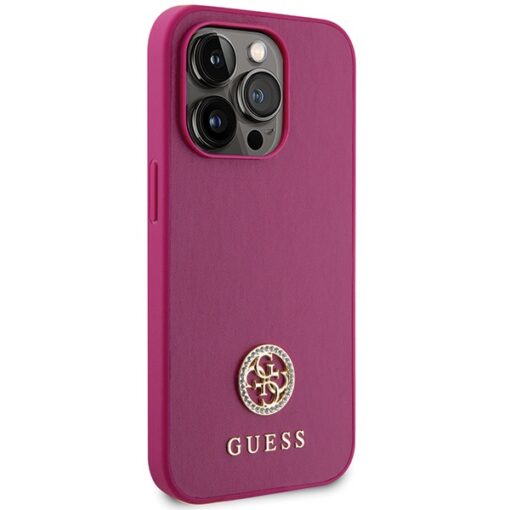 Guess case for iPhone 15 Pro Max 6,7" GUHCP15XPS4DGPP pink HC PU 4G Metal Logo Strass - Image 4