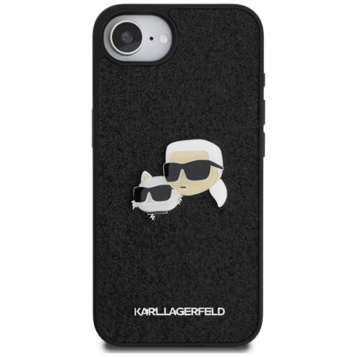 Karl Lagerfeld HC Fixed Glitter K&C Heads Logo Metal Pin case for iPhone 16e Black - Image 3