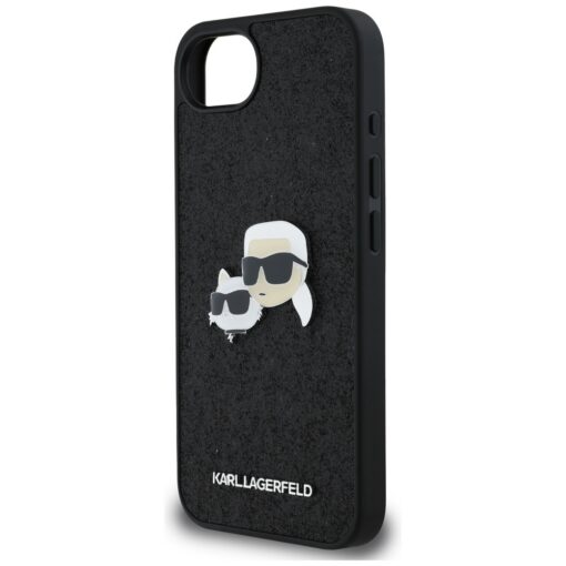 Karl Lagerfeld HC Fixed Glitter K&C Heads Logo Metal Pin case for iPhone 16e Black - Image 6