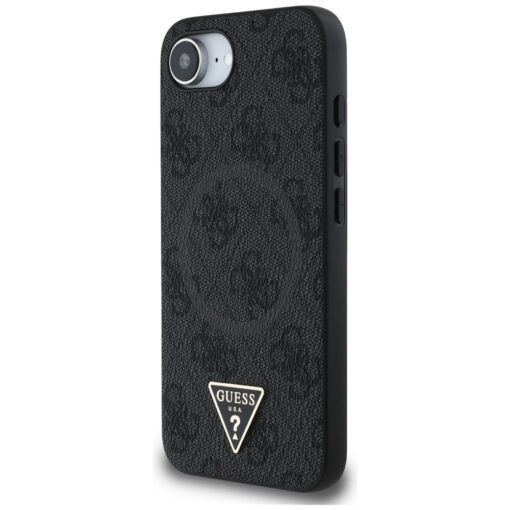 Guess HC MagSafe PU 4G Ring Triangle Logo case for iPhone 16e Black - Image 2