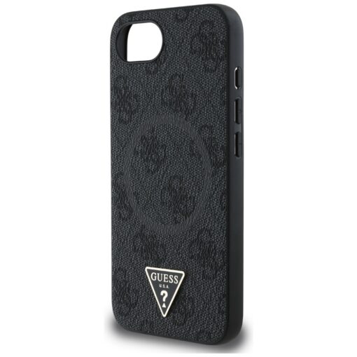 Guess HC MagSafe PU 4G Ring Triangle Logo case for iPhone 16e Black - Image 6