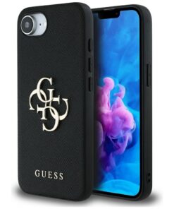 Guess HC PU Grained Big 4G and Classic Logo case for iPhone 16e Black
