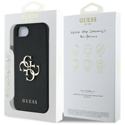 Guess HC PU Grained Big 4G and Classic Logo case for iPhone 16e Black - Image 8