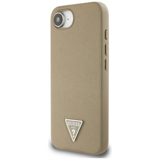 Guess HC MagSafe Grained PU Triangle Logo case for iPhone 16e Brown - Image 2