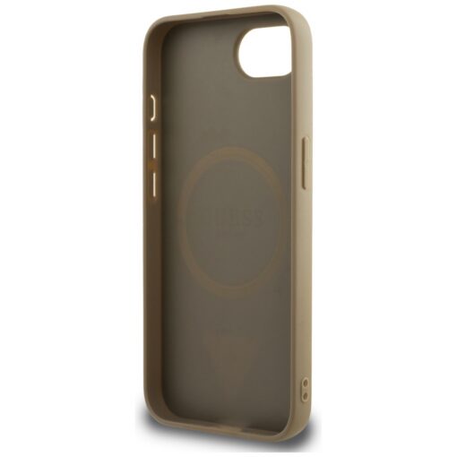 Guess HC MagSafe Grained PU Triangle Logo case for iPhone 16e Brown - Image 7