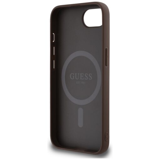 Guess HC MagSafe PU 4G Ring Triangle Logo case for iPhone 16e Brown - Image 7