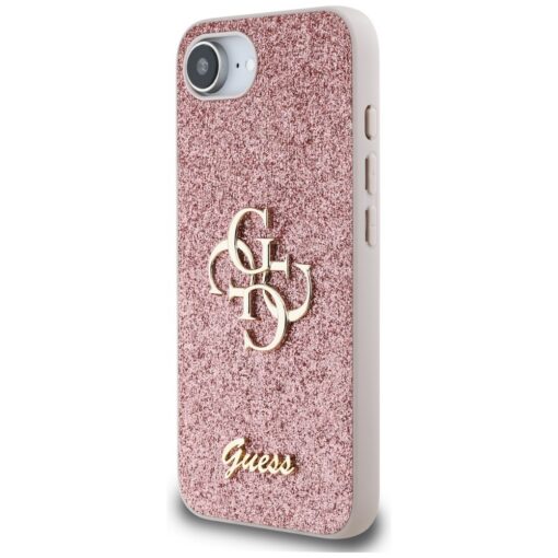 Guess HC Fixed Glitter Big 4G Case for iPhone 16e Pink - Image 2