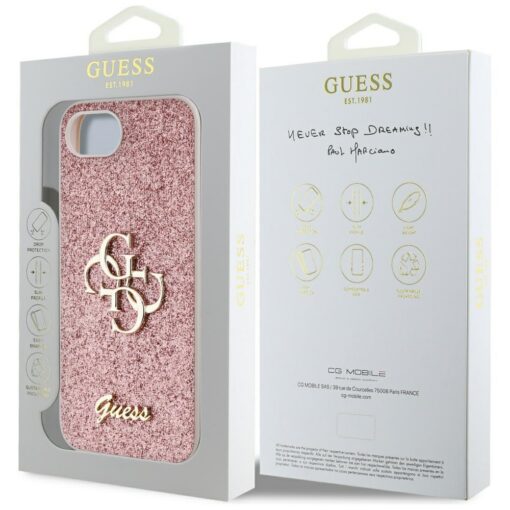 Guess HC Fixed Glitter Big 4G Case for iPhone 16e Pink - Image 8